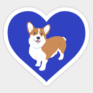 Corgi In A Blue Heart Sticker